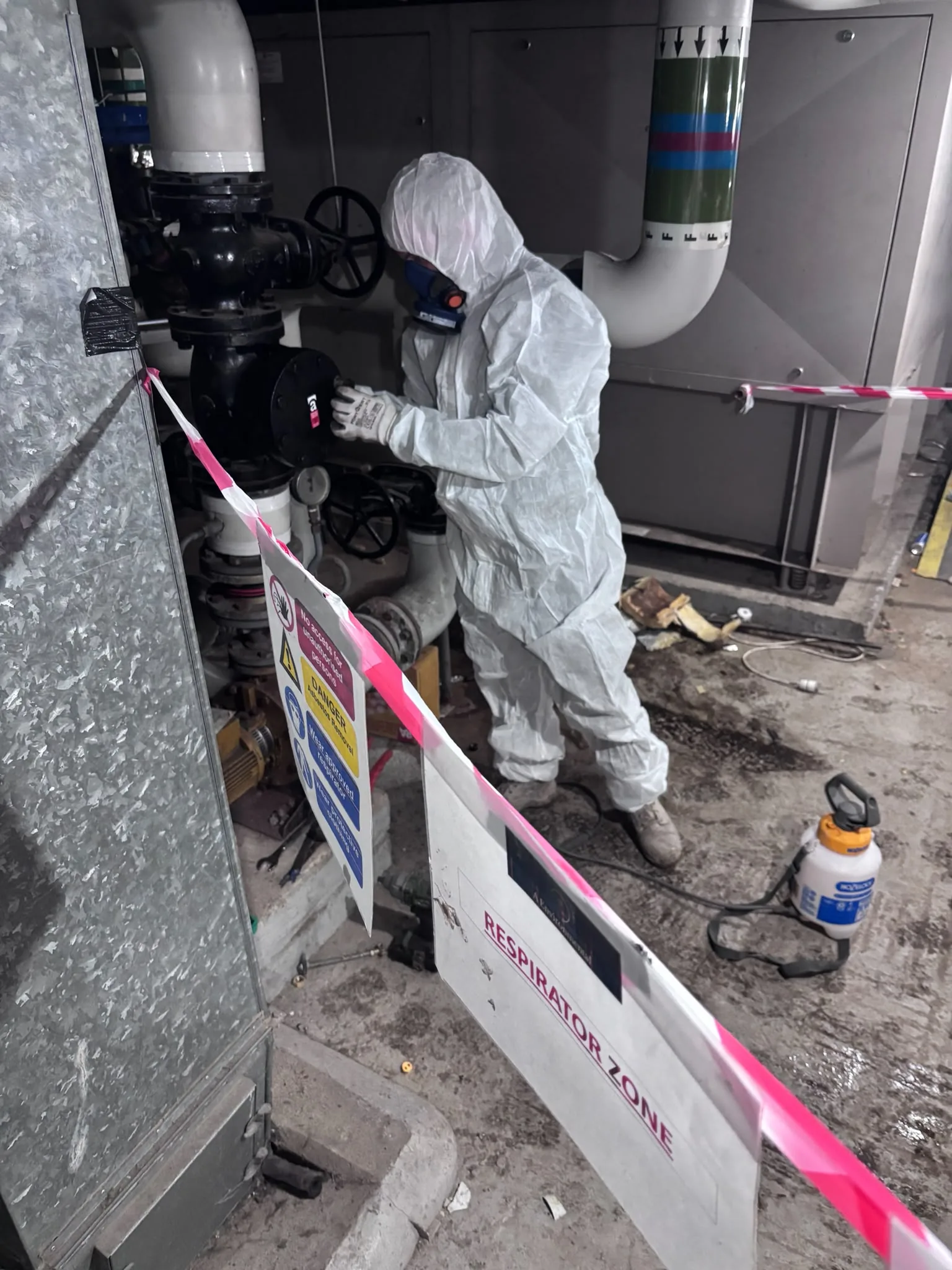 Asbestos artex removal from concrete soffit in Shoreditch